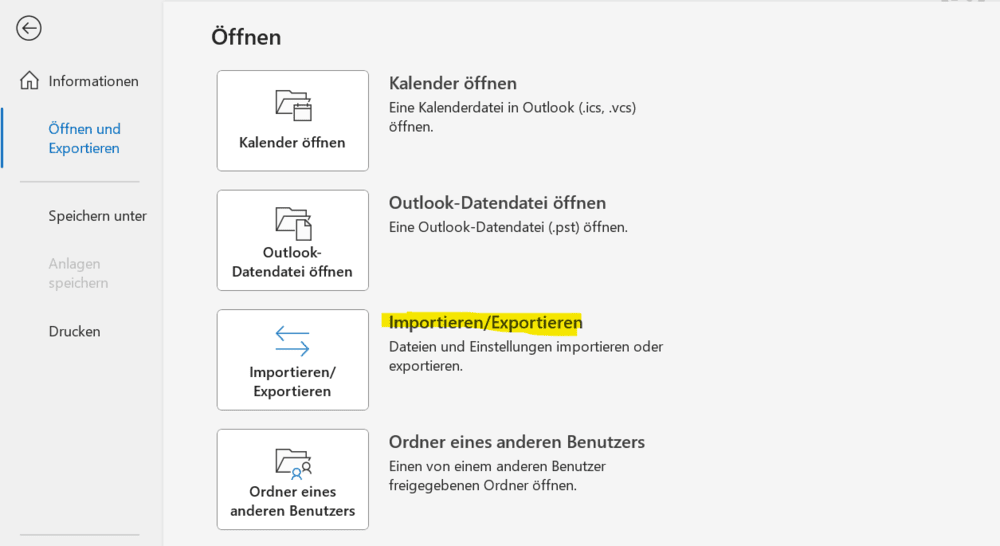 Outlook Einstellungen Importieren und Exportieren